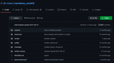 The GitHub Repo – Digital Narratives of Covid-19